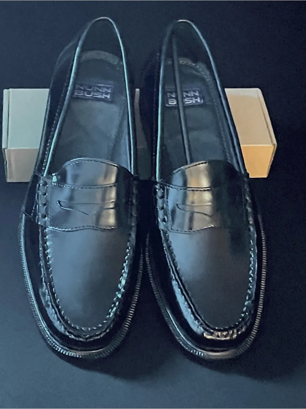 Nunn Bush Black Leather Penny Loafers. Size 10.5M